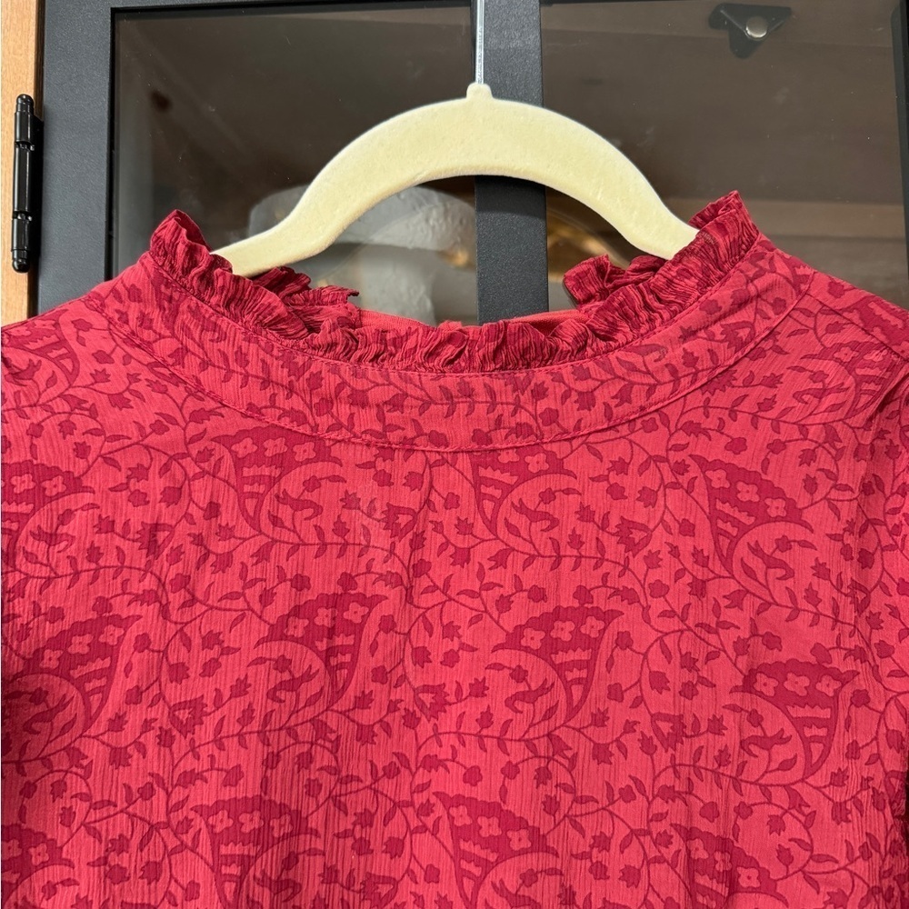 Cleobella Dixie Mini Dress Kerala Block Print long sleeve ruffle bow mock neck - Picture 6 of 12